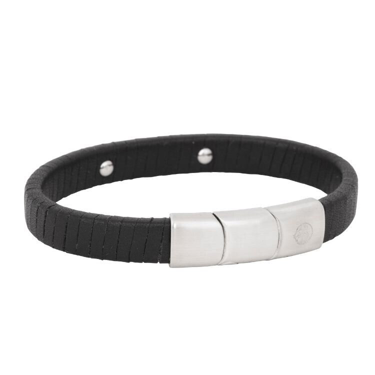 Lucas läderarmband (svart/stål)