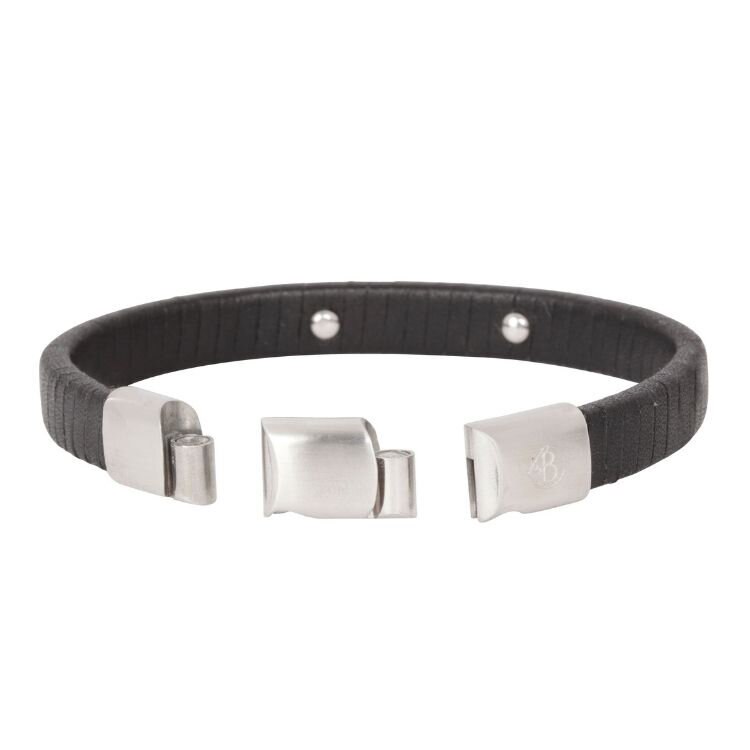 Lucas läderarmband (svart/stål)