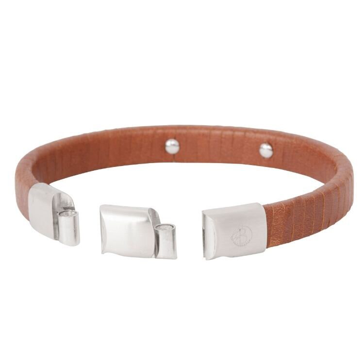 Lucas läderarmband (brun/stål)