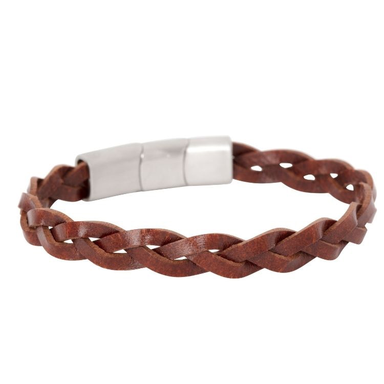 Lias läderarmband (brun/stål)