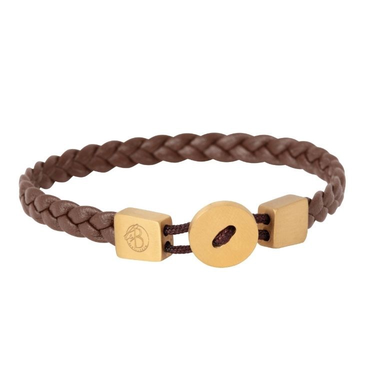 Love läderarmand large (brun/guld)