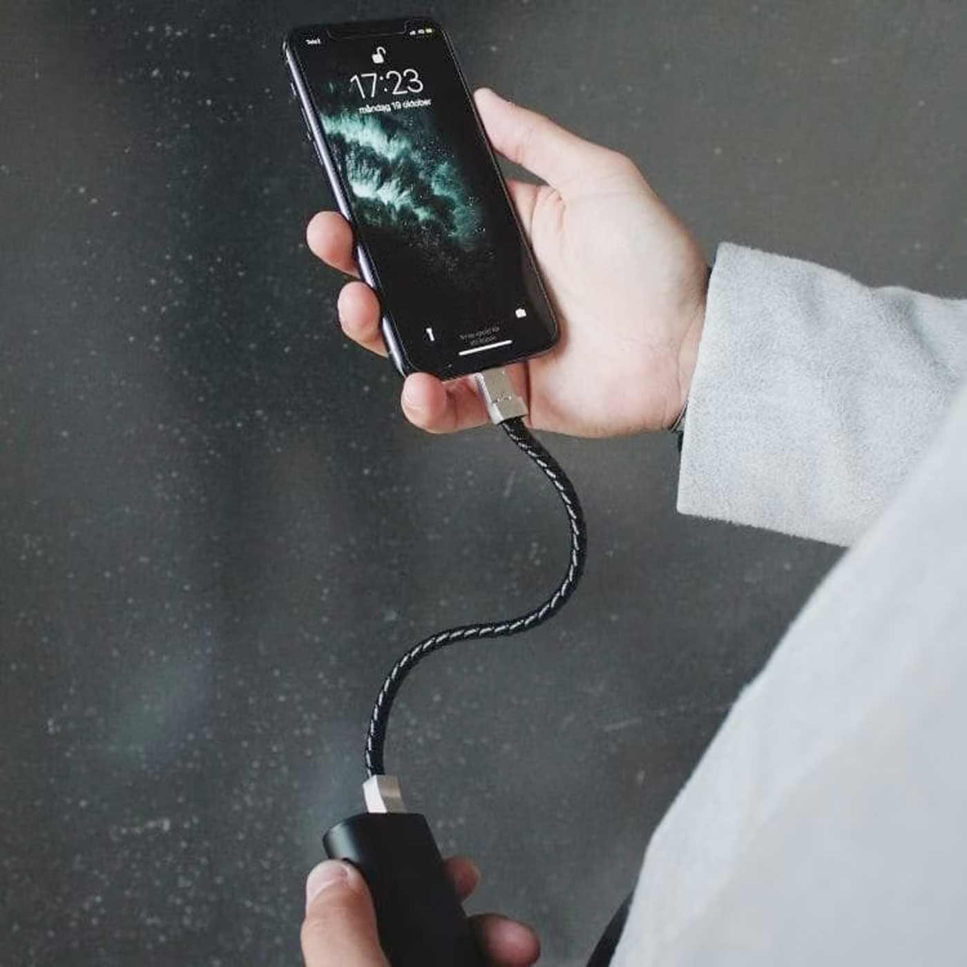 Cable bracelet black Apple 21 cm