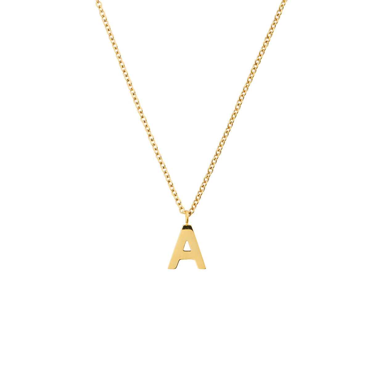 Petite Plain Letter A Gold Necklace