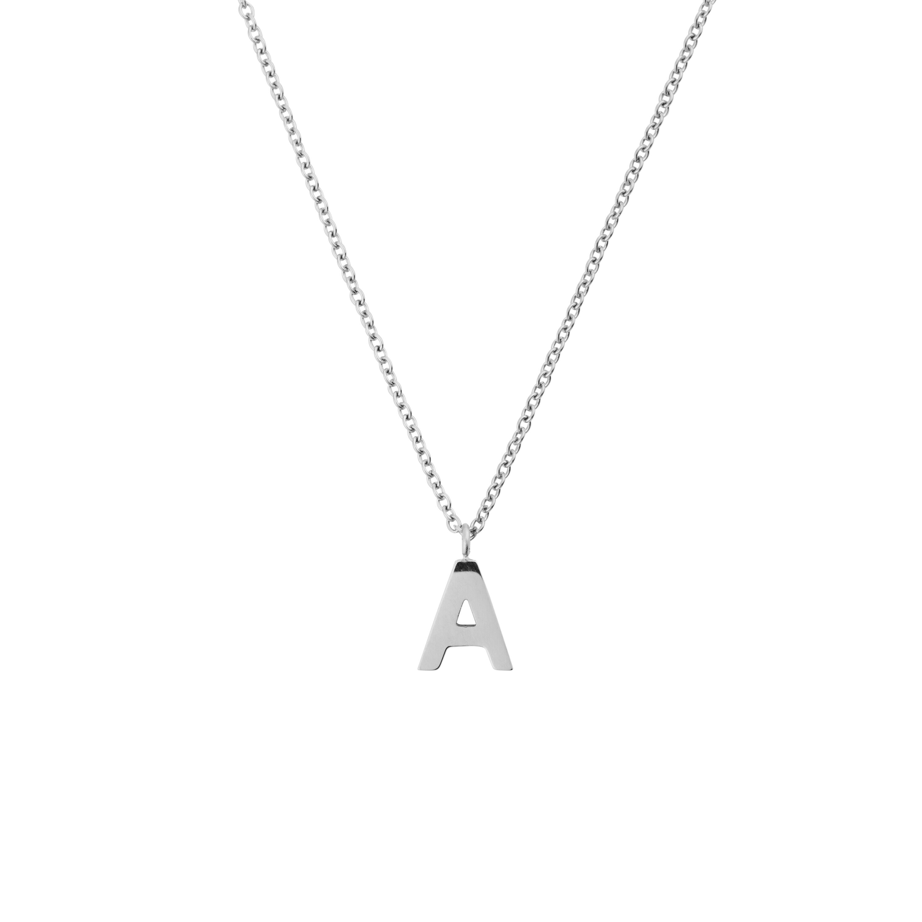 Petite Plain Letter A Steel Necklace