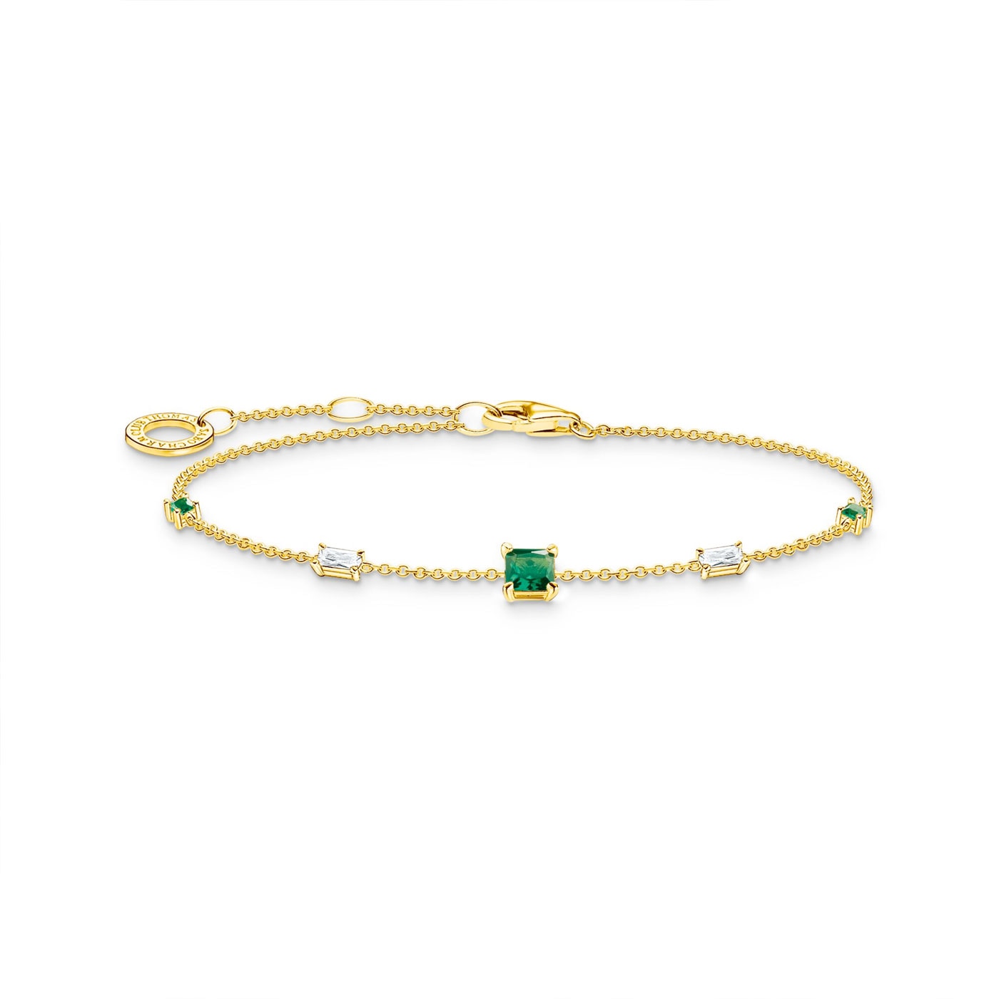 Armband Gröna & vita stenar Guld
