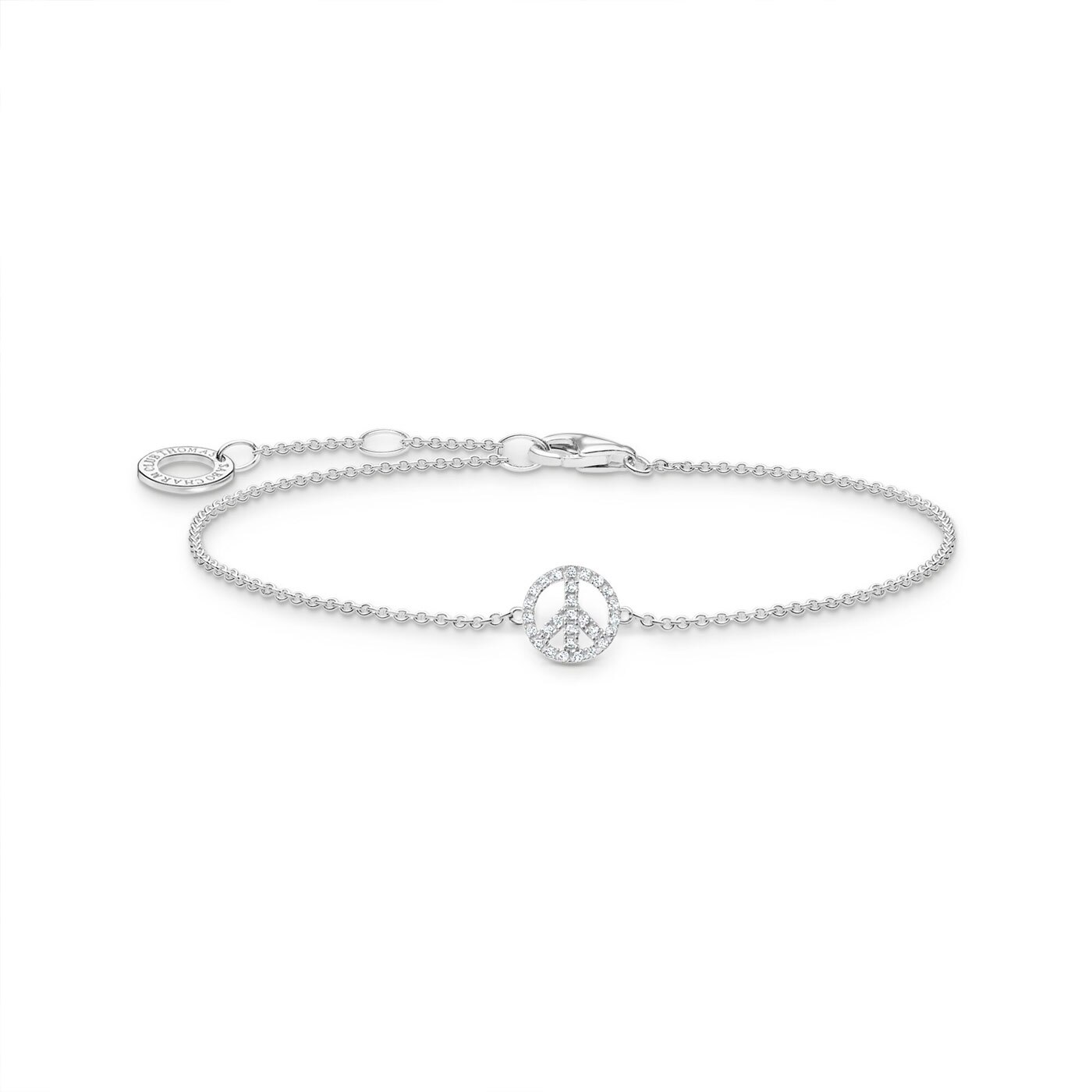 Armband Peace med vita stenar Silver