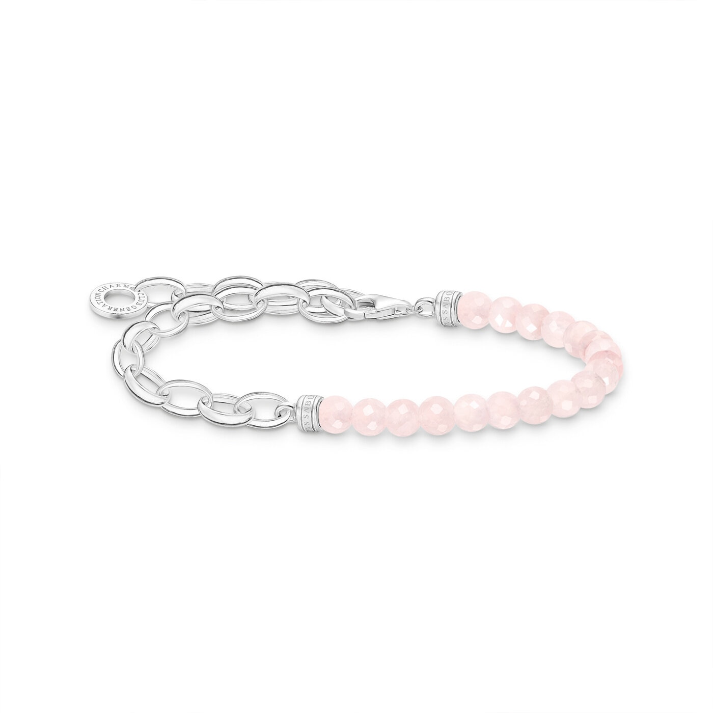 Charm-armband med rosa pärlor
