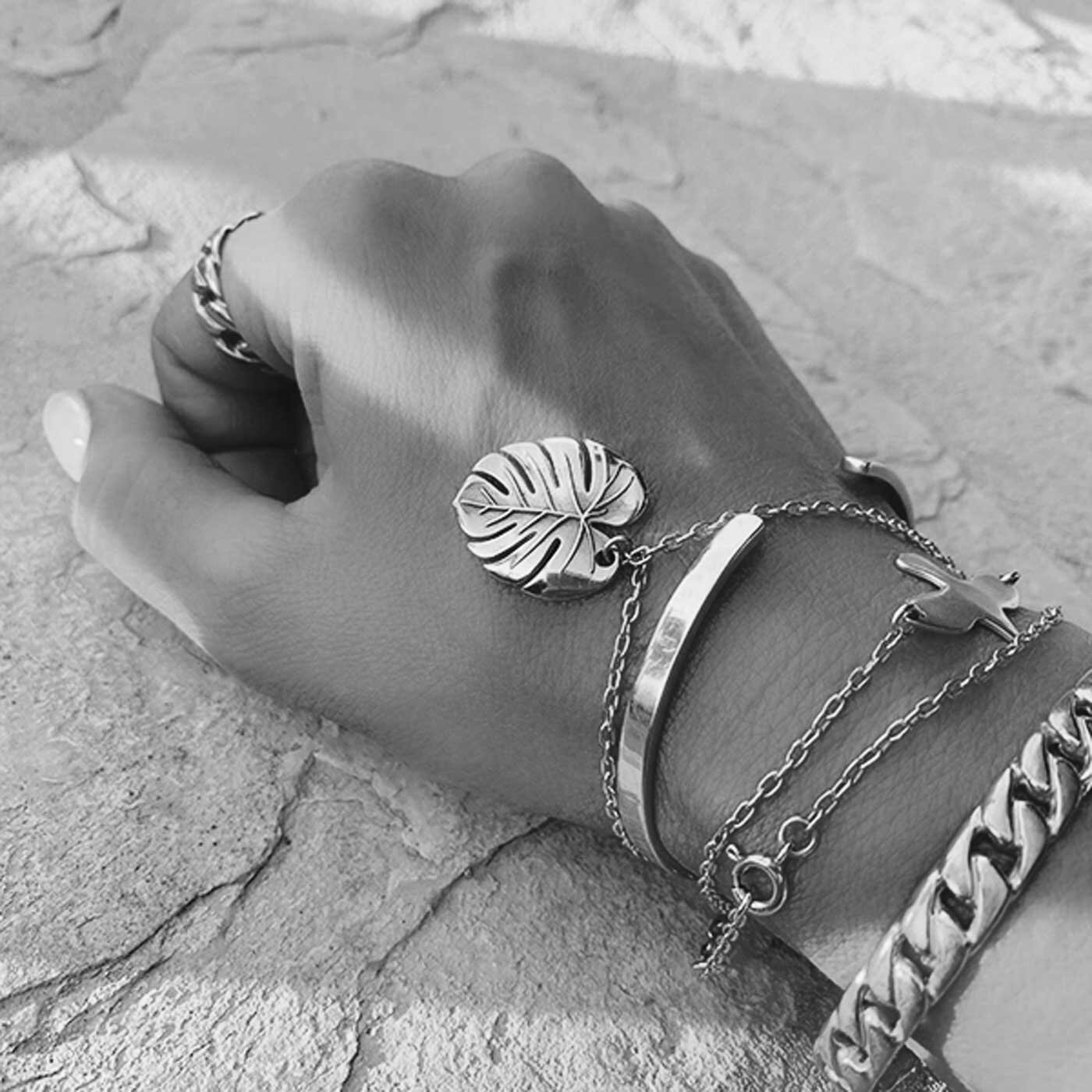 Palm Leaf bracelet silver