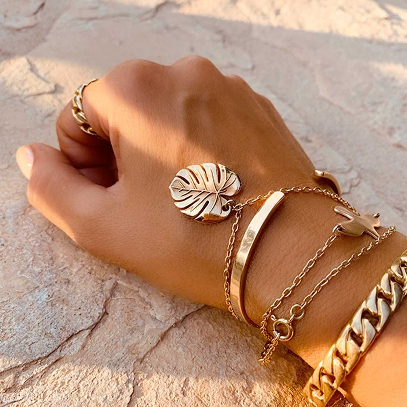 Palm Leaf bracelet gold