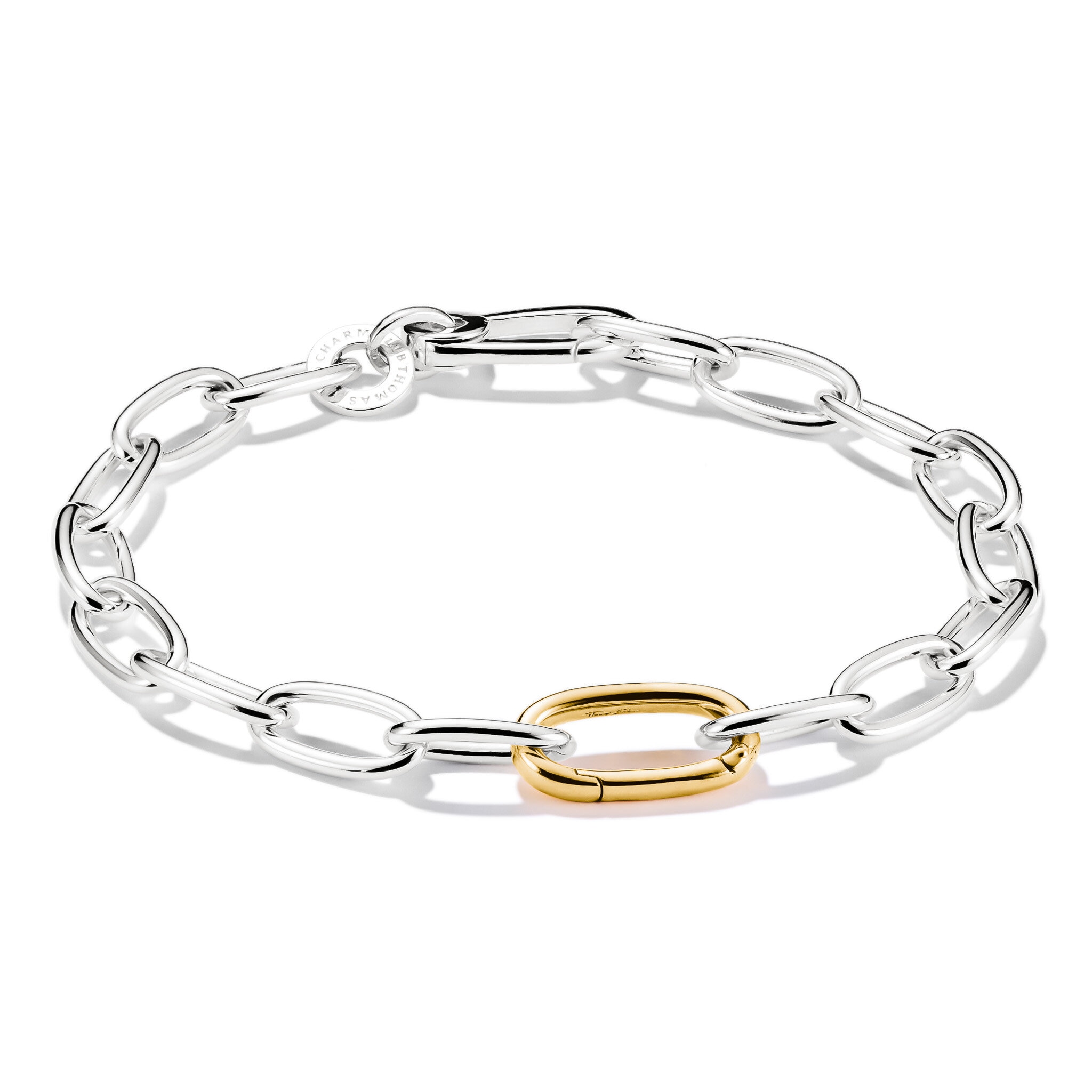 Charm-armband bicolor med en Connect-Link silver 17cm
