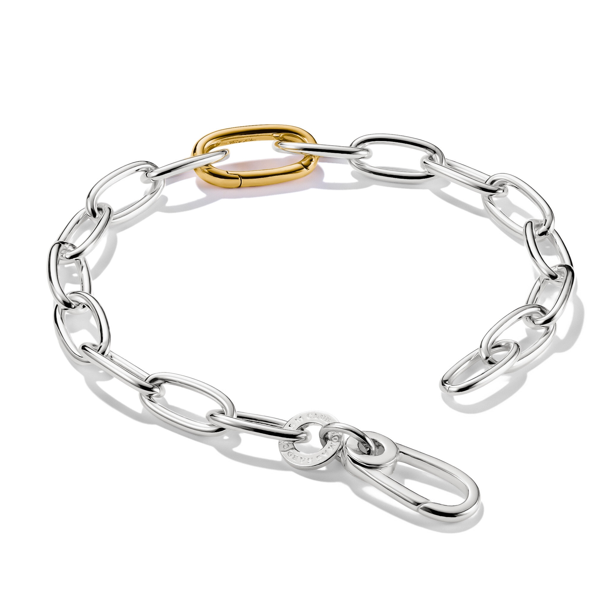 Charm-armband bicolor med en Connect-Link silver 17cm