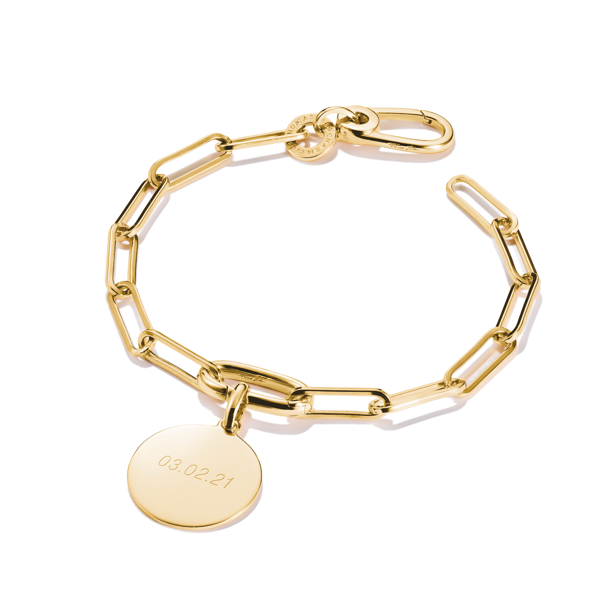 Charm-armband paperclip med en Connect-Link guldpläterad 19cm