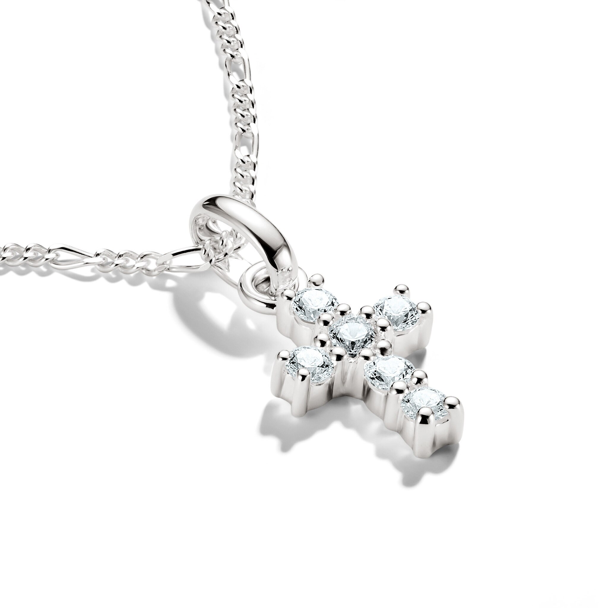 Charm-hängsmycke kors med vita stenar Connect