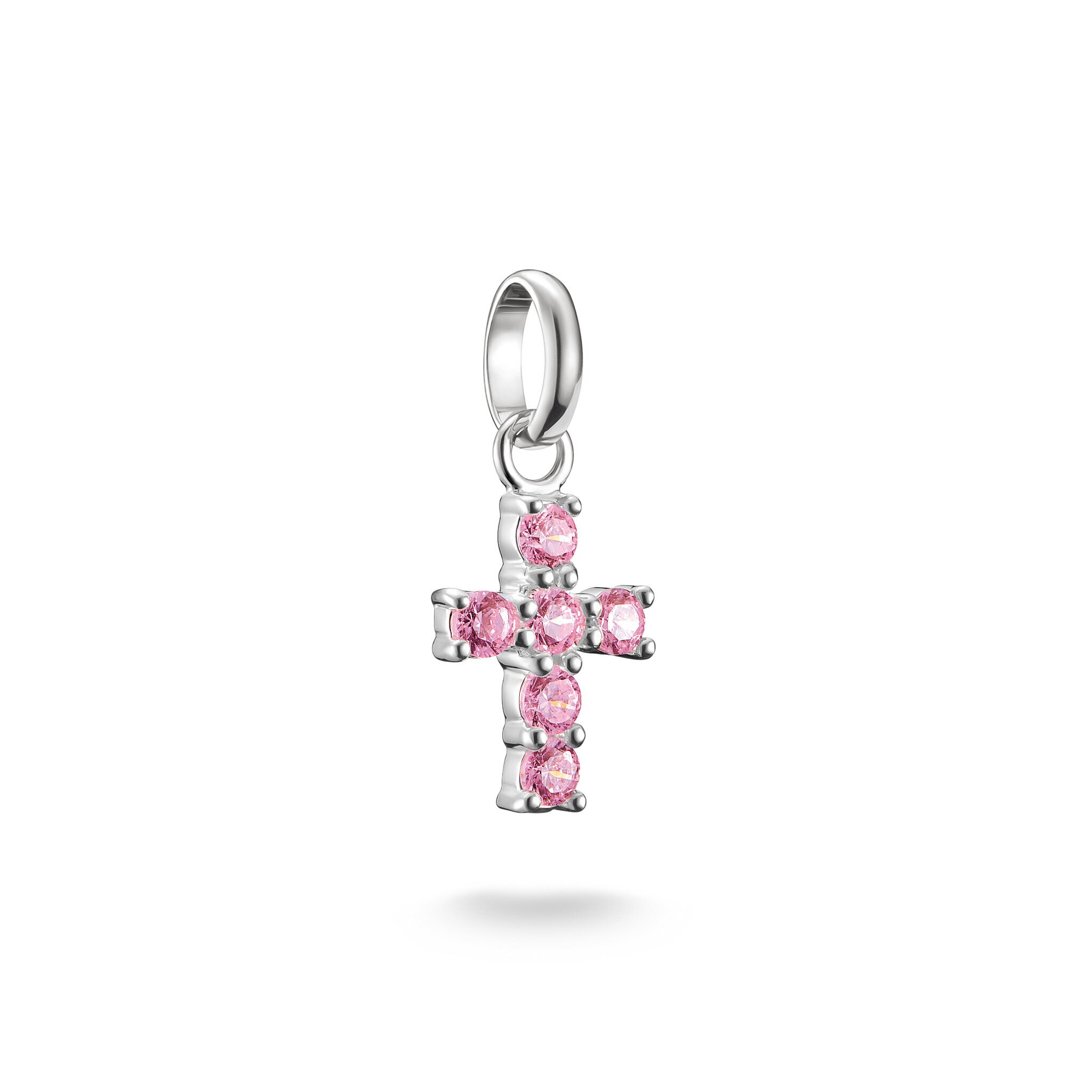 Charm-hängsmycke kors med rosa stenar Connect