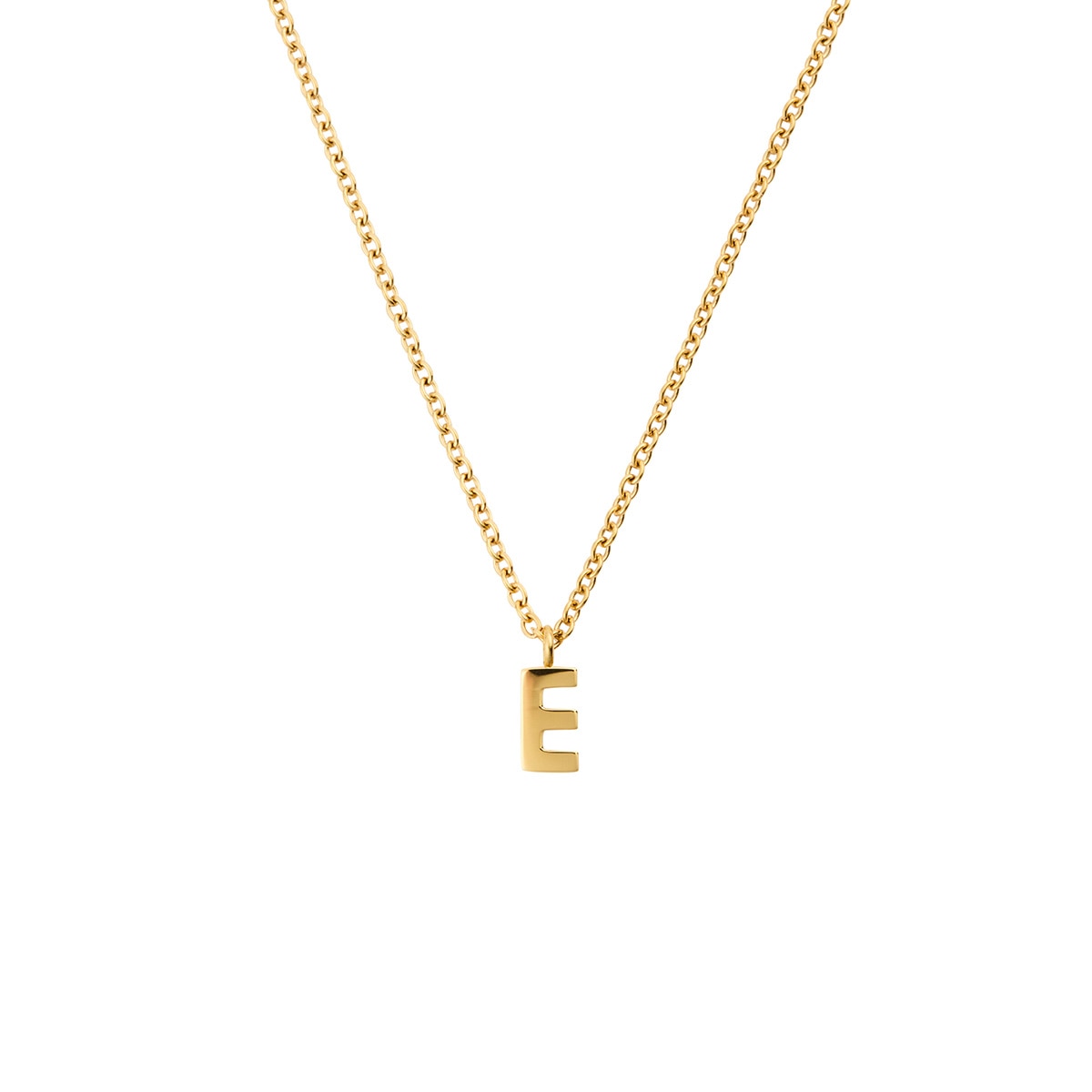 Petite Plain Letter E Gold Necklace