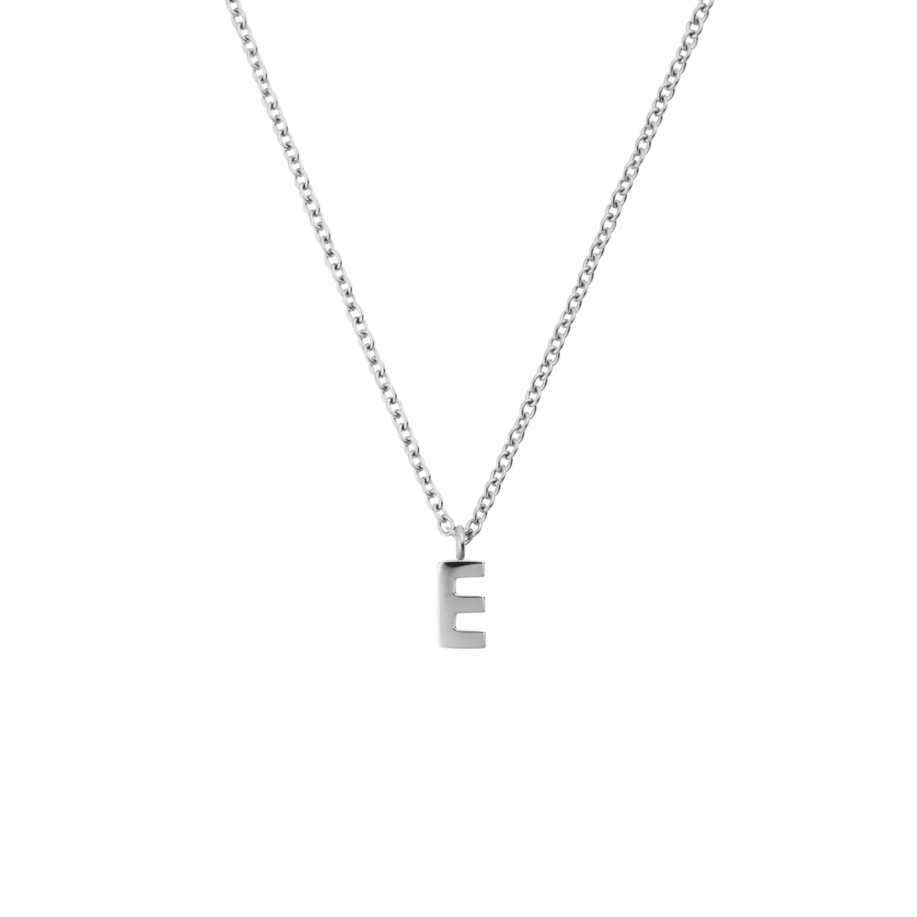 Petite Plain Letter E Steel Necklace