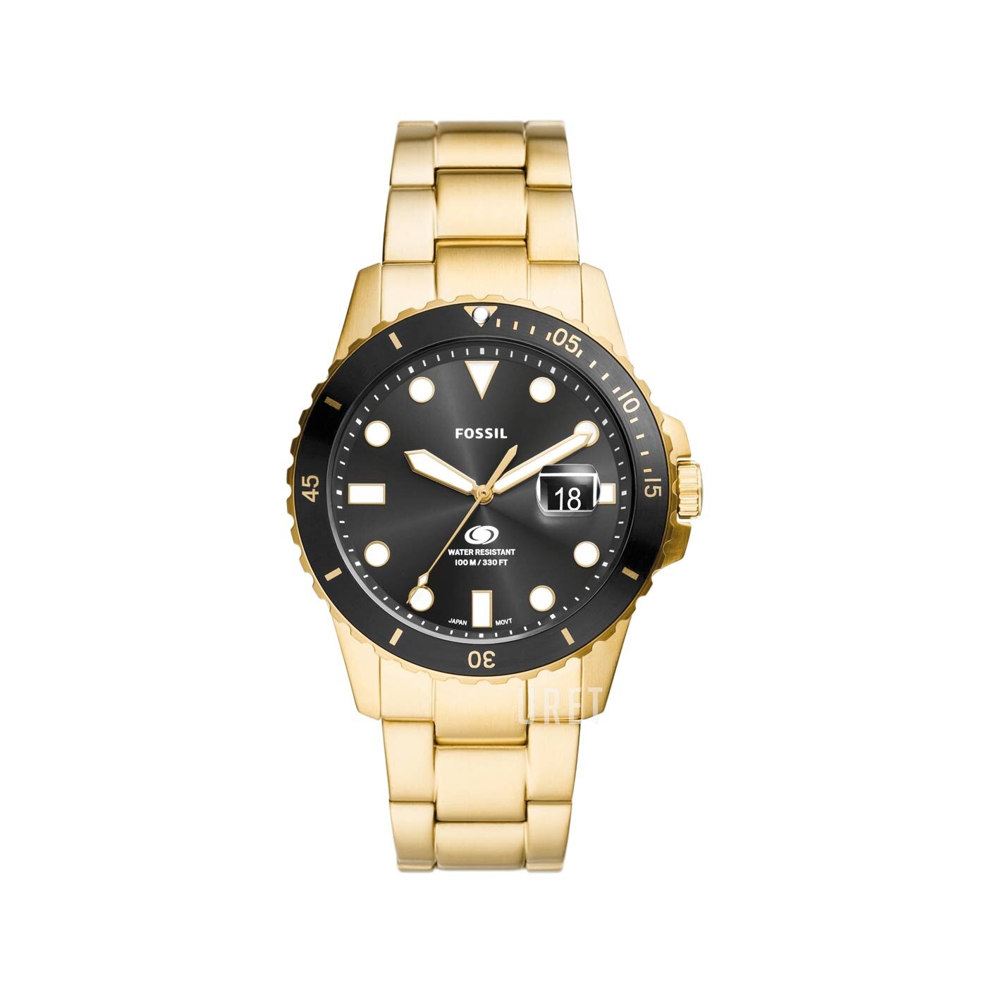 Fossil Blue Dive Three-Hand Date Gold-Tone Steel