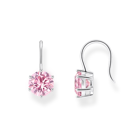 Örhängen med stor, rosa zirkoniasten