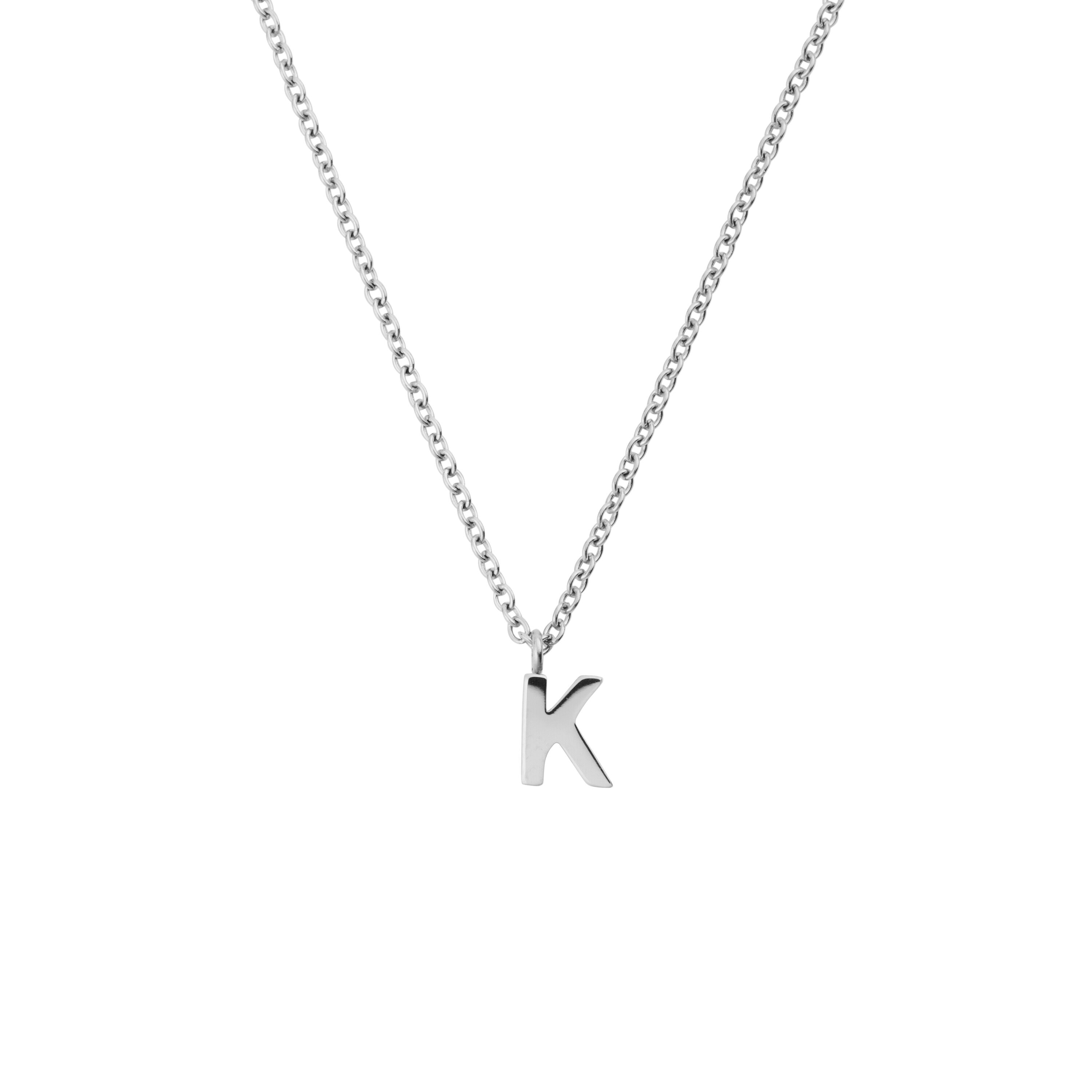 Petite Plain Letter K Steel Necklace