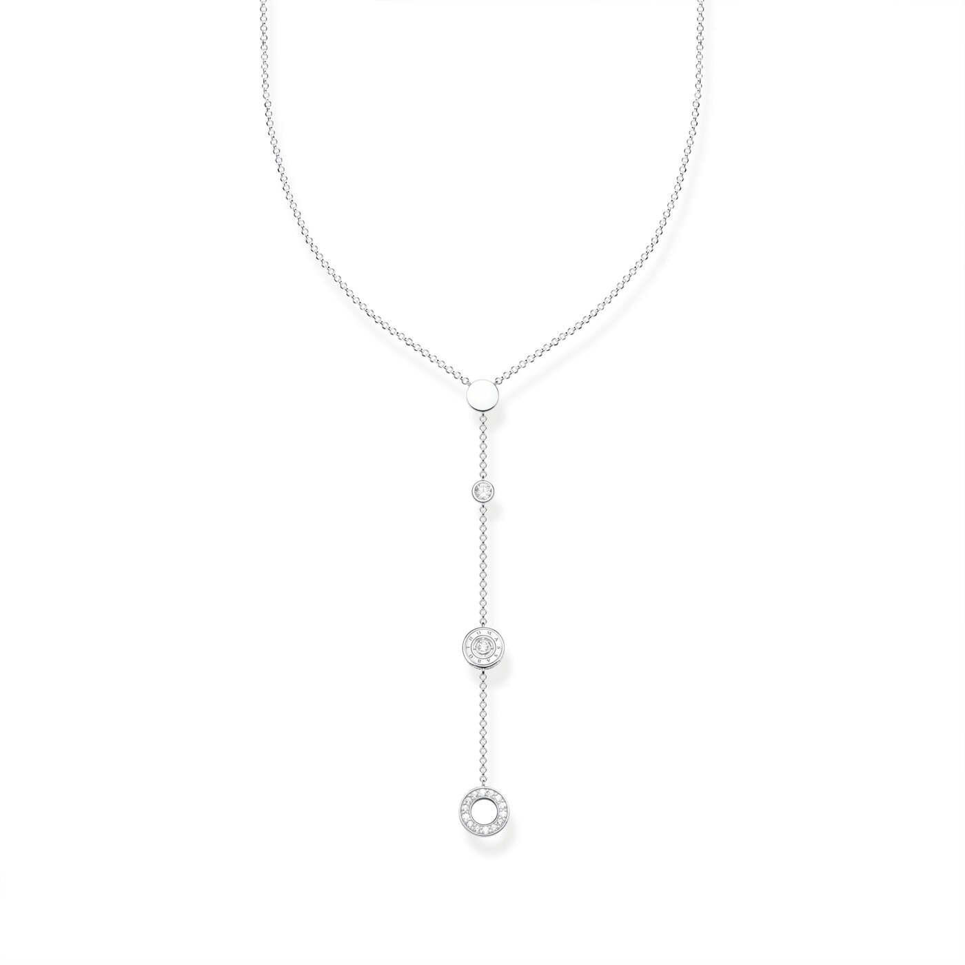 Halsband cirkel lång med vita stenar