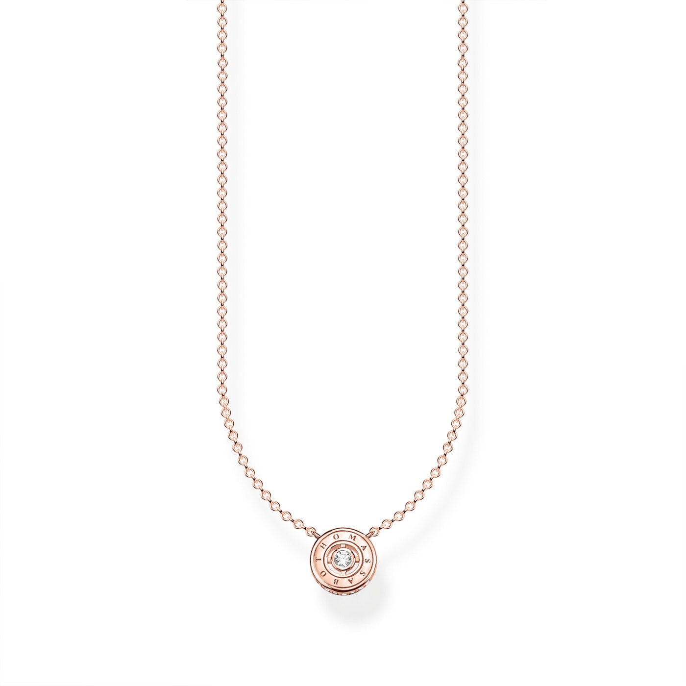 Halsband cirkel rosé med vita stenar