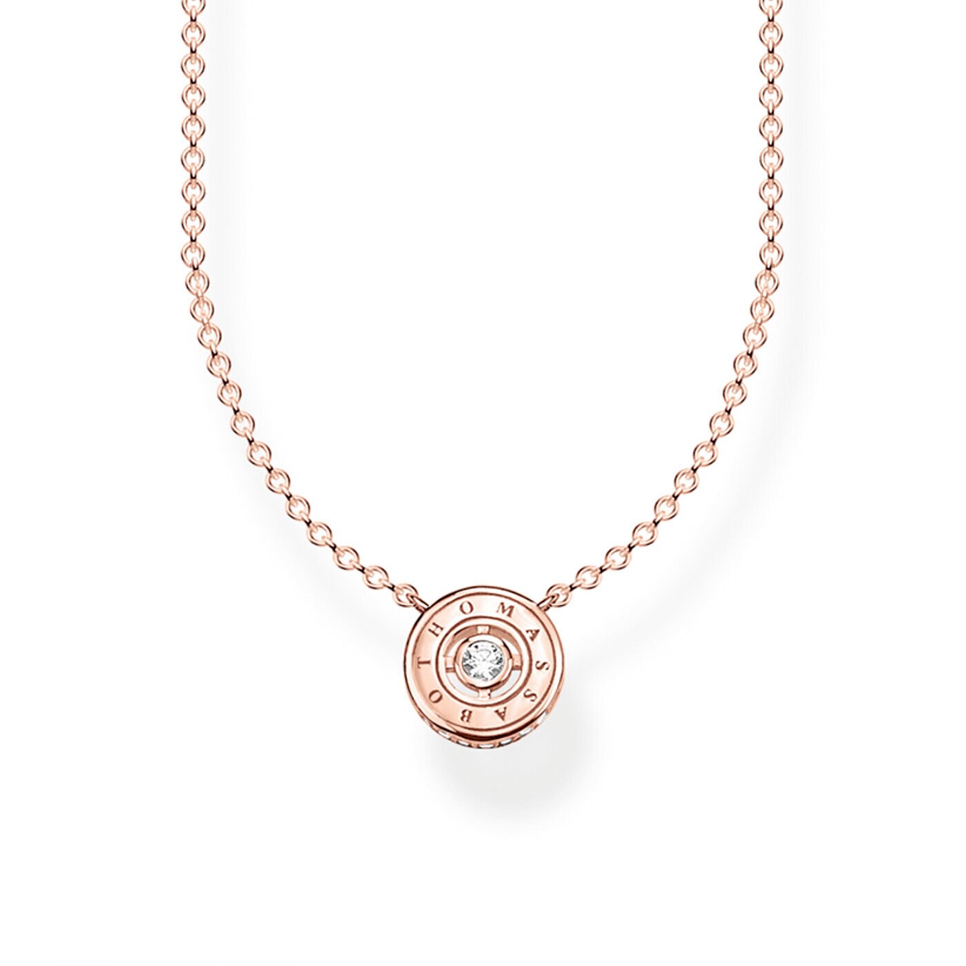 Halsband cirkel rosé med vita stenar
