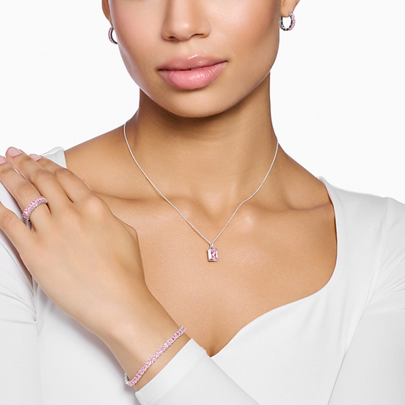 Halsband rosa sten