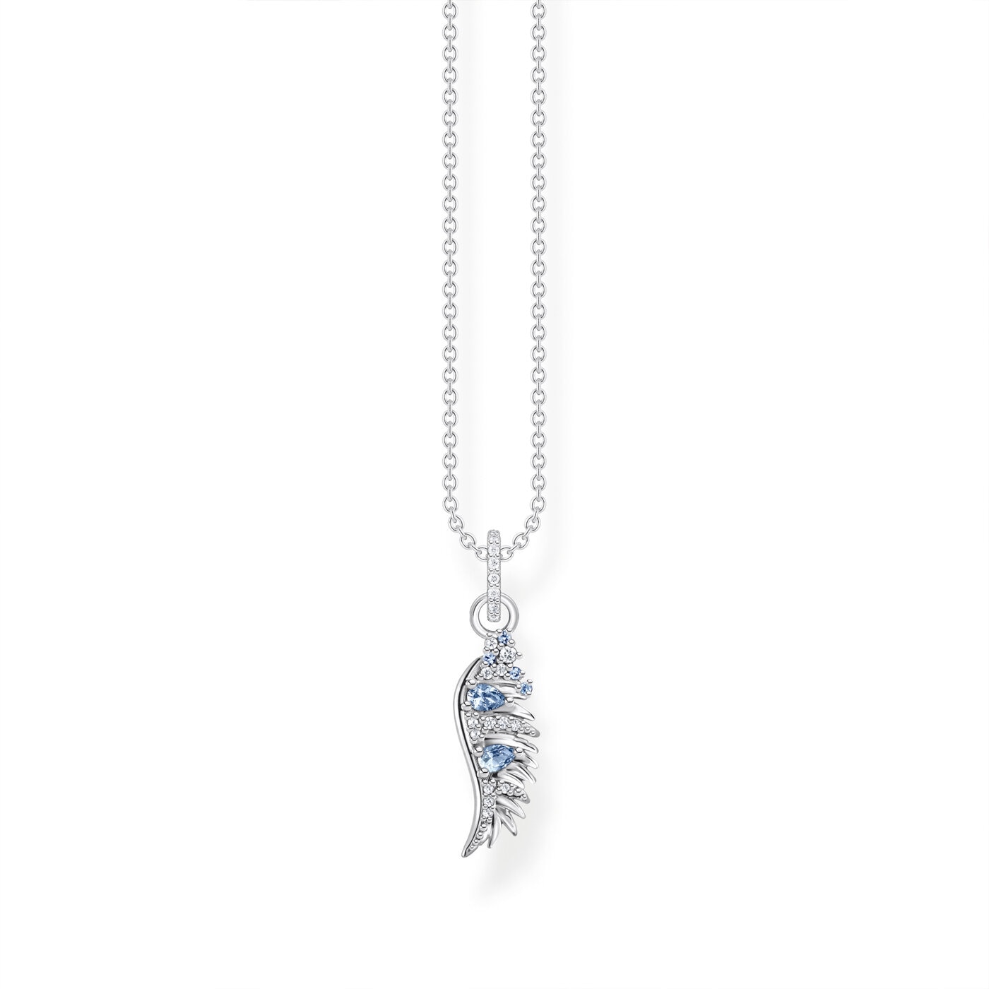 Halsband fenixvingar med blå stenar silver