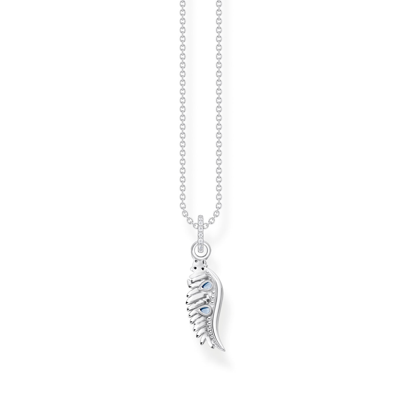 Halsband fenixvingar med blå stenar silver