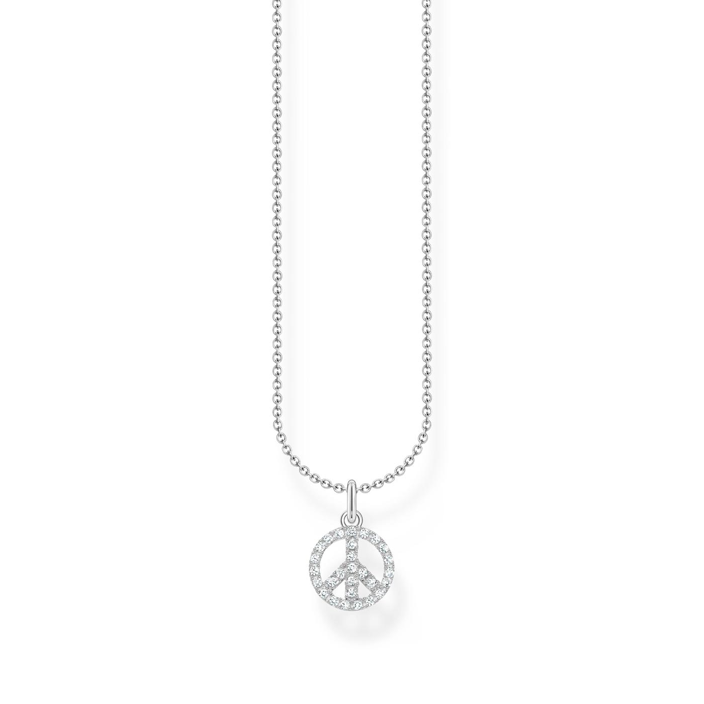 Halsband Peace med vita stenar Silver