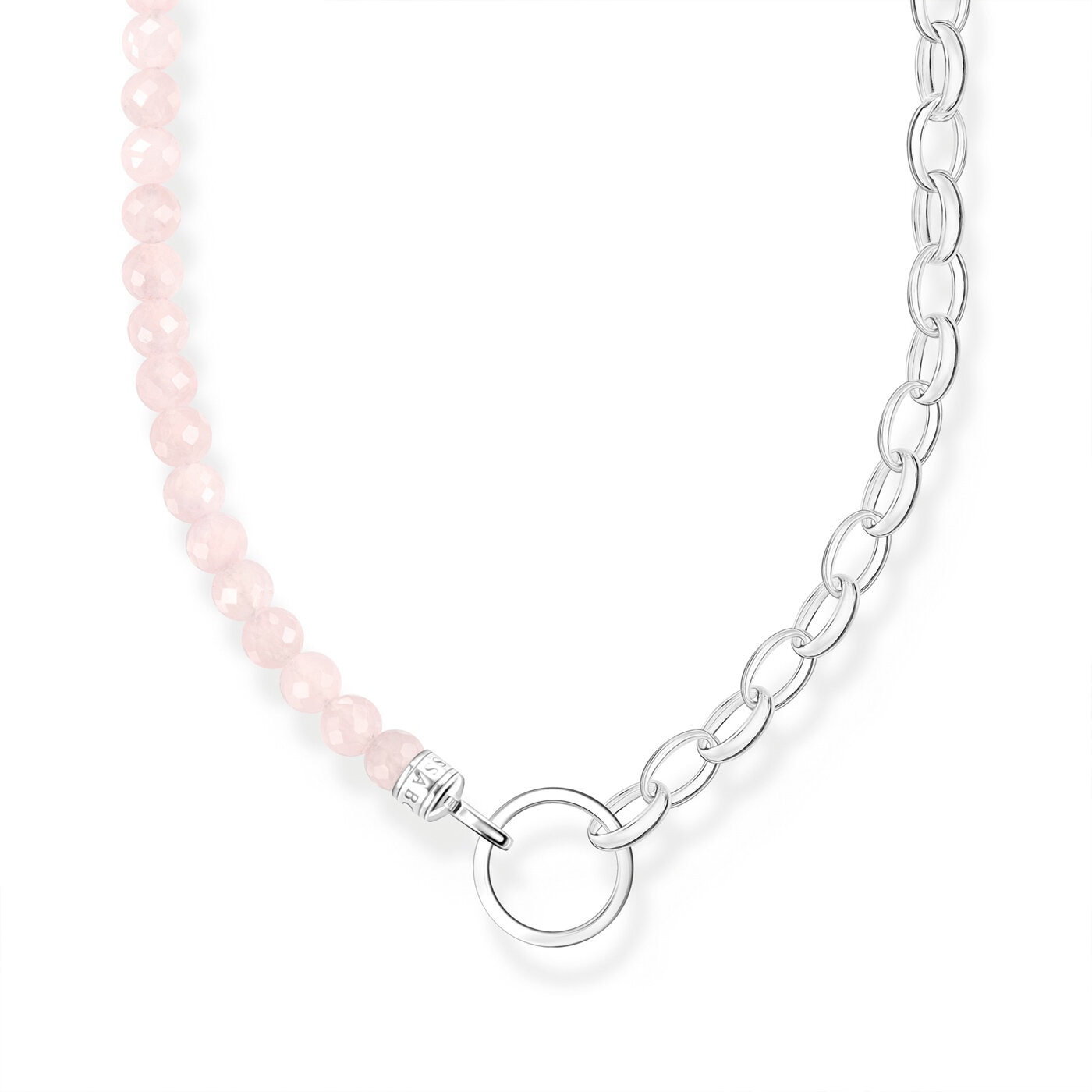 Charms-halsband med rosa pärlor