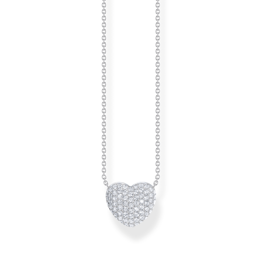 Silverhalsband med hjärthänge och vit zirkonia