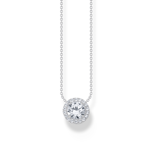 Silverhalsband med halo med vita zirkoner