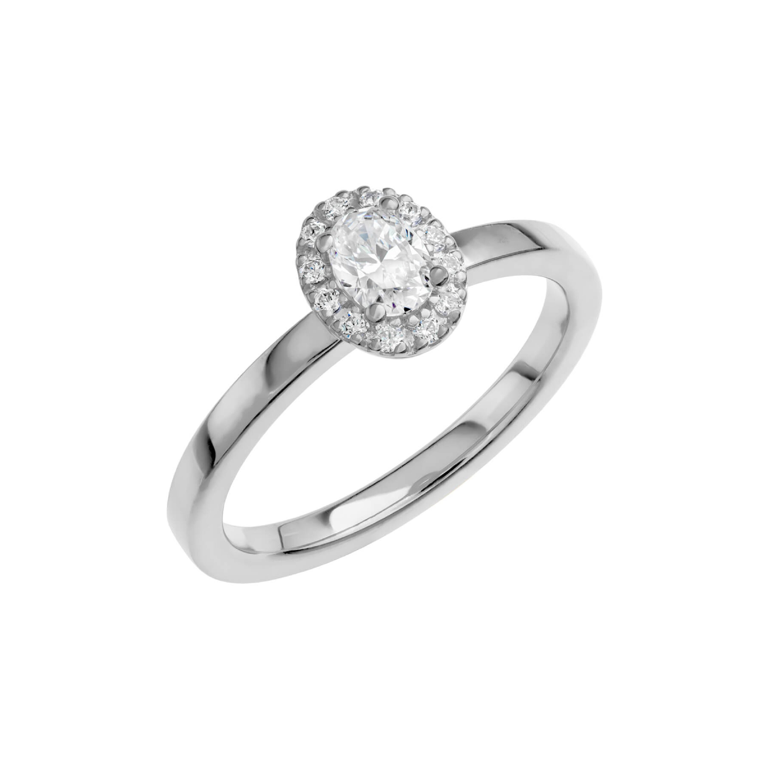 LOVE 06 - Oval haloring i platina