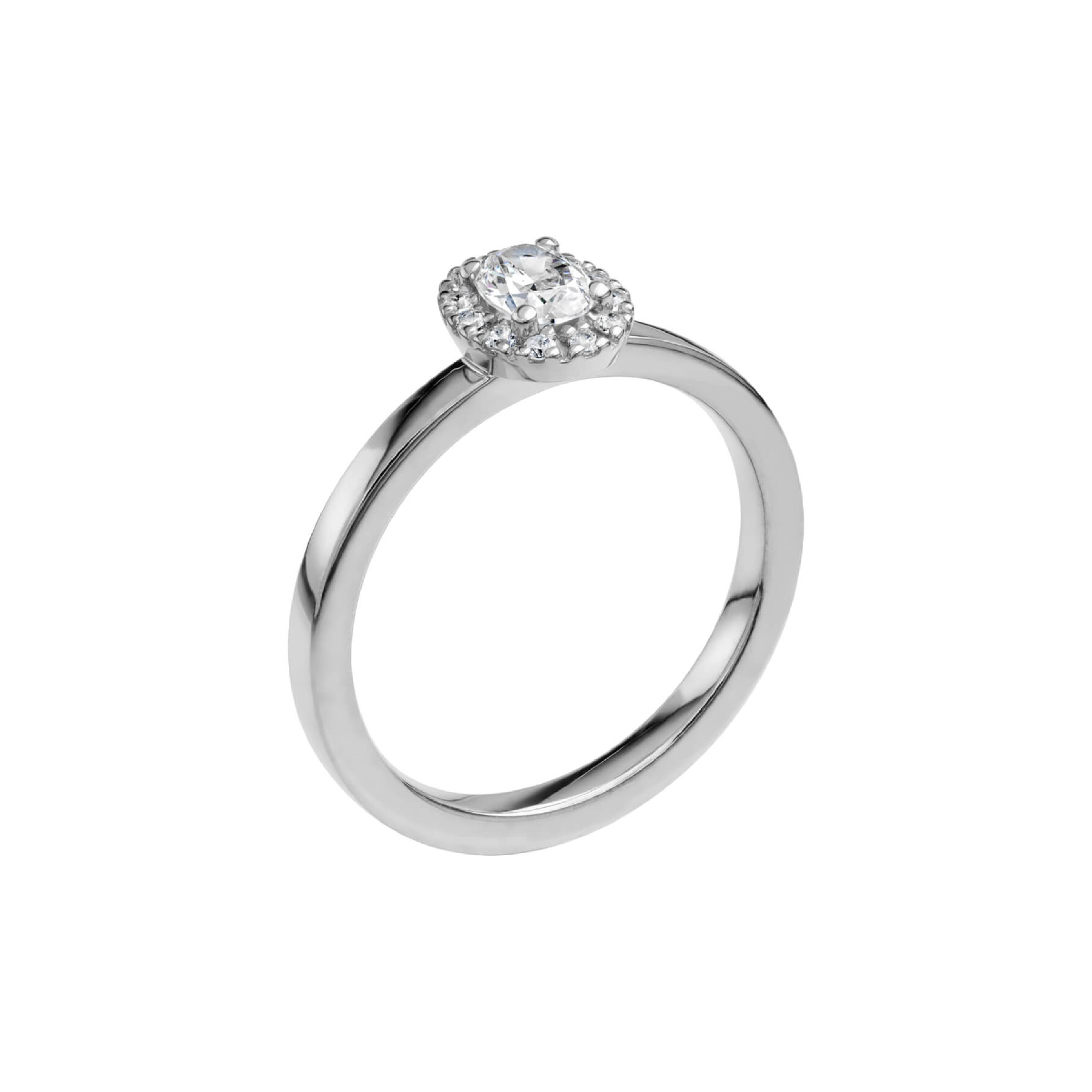 LOVE 06 - Oval haloring i platina
