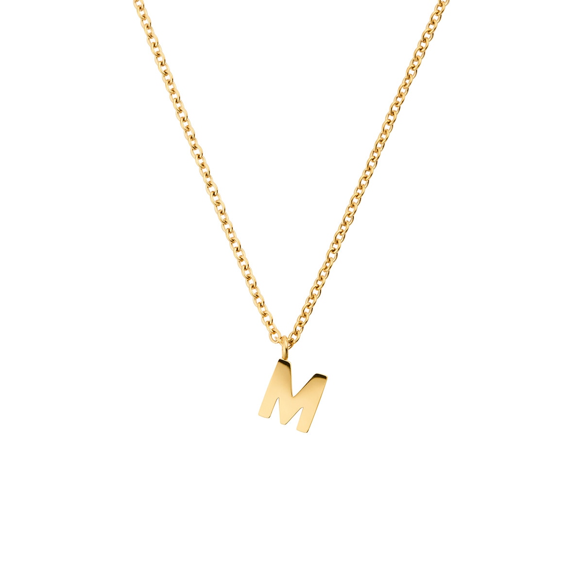 Petite Plain Letter M Gold Necklace