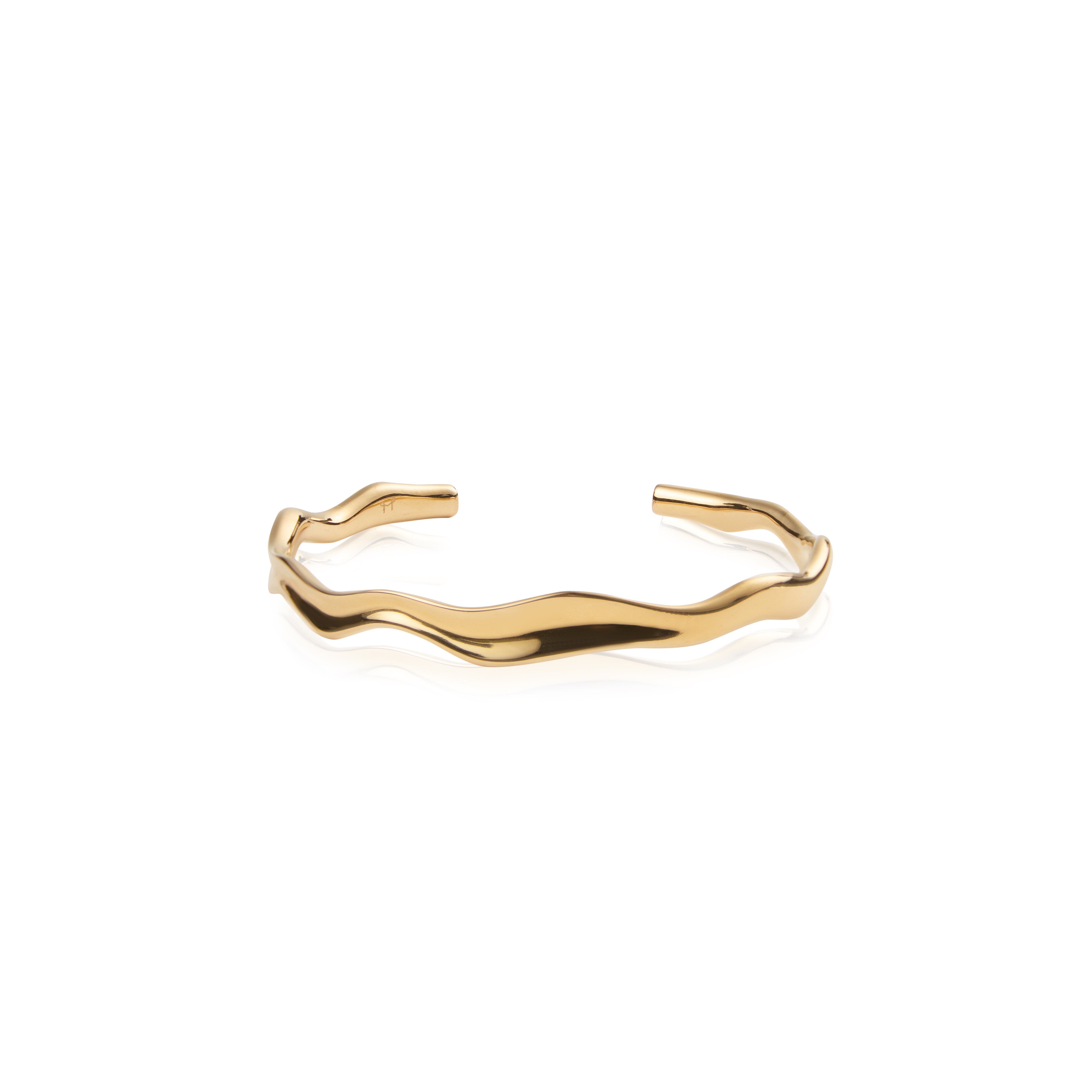 Wavy bolded cuff gold bracelet