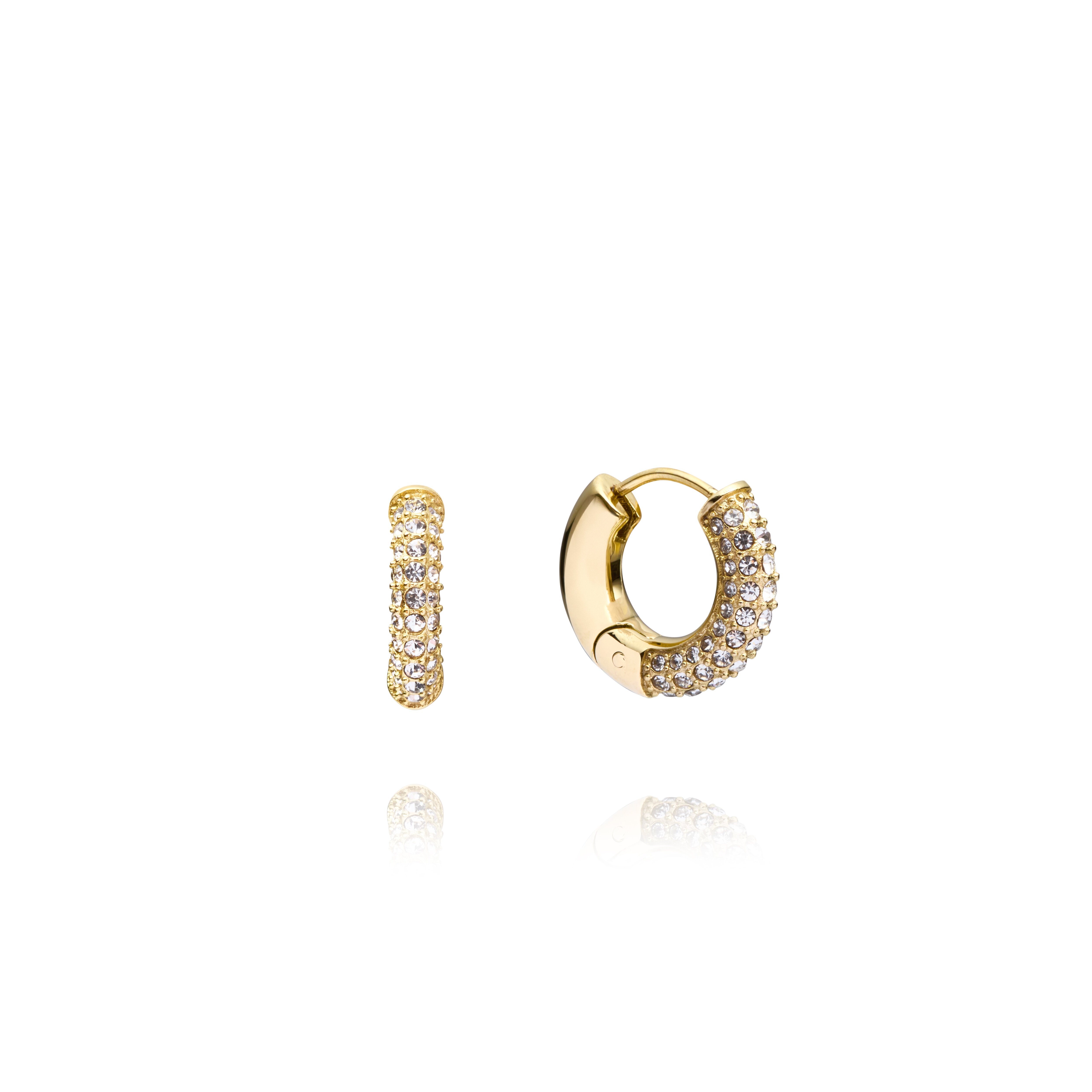 Pavé everyday medium gold hoops