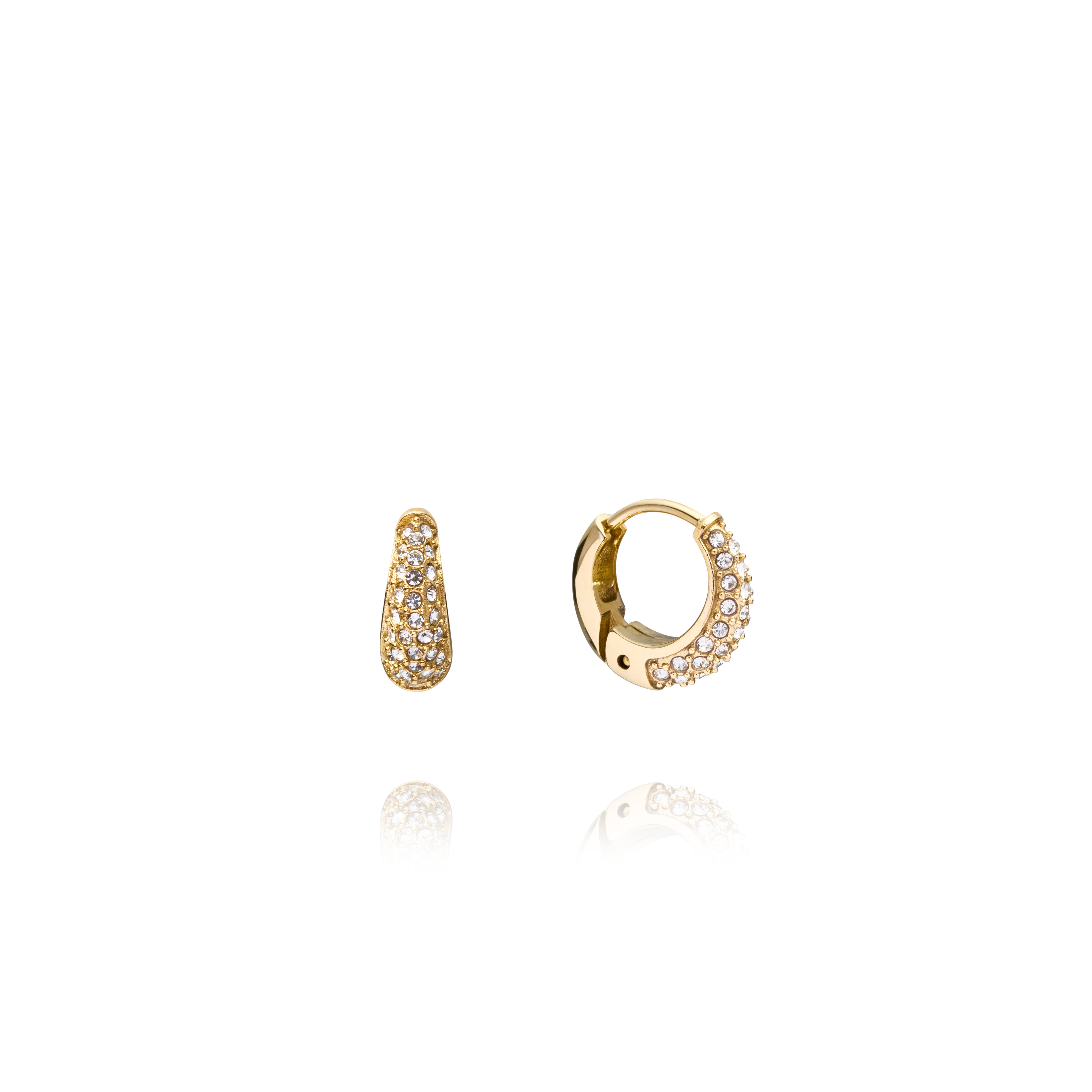 Pavé precious mini gold hoops