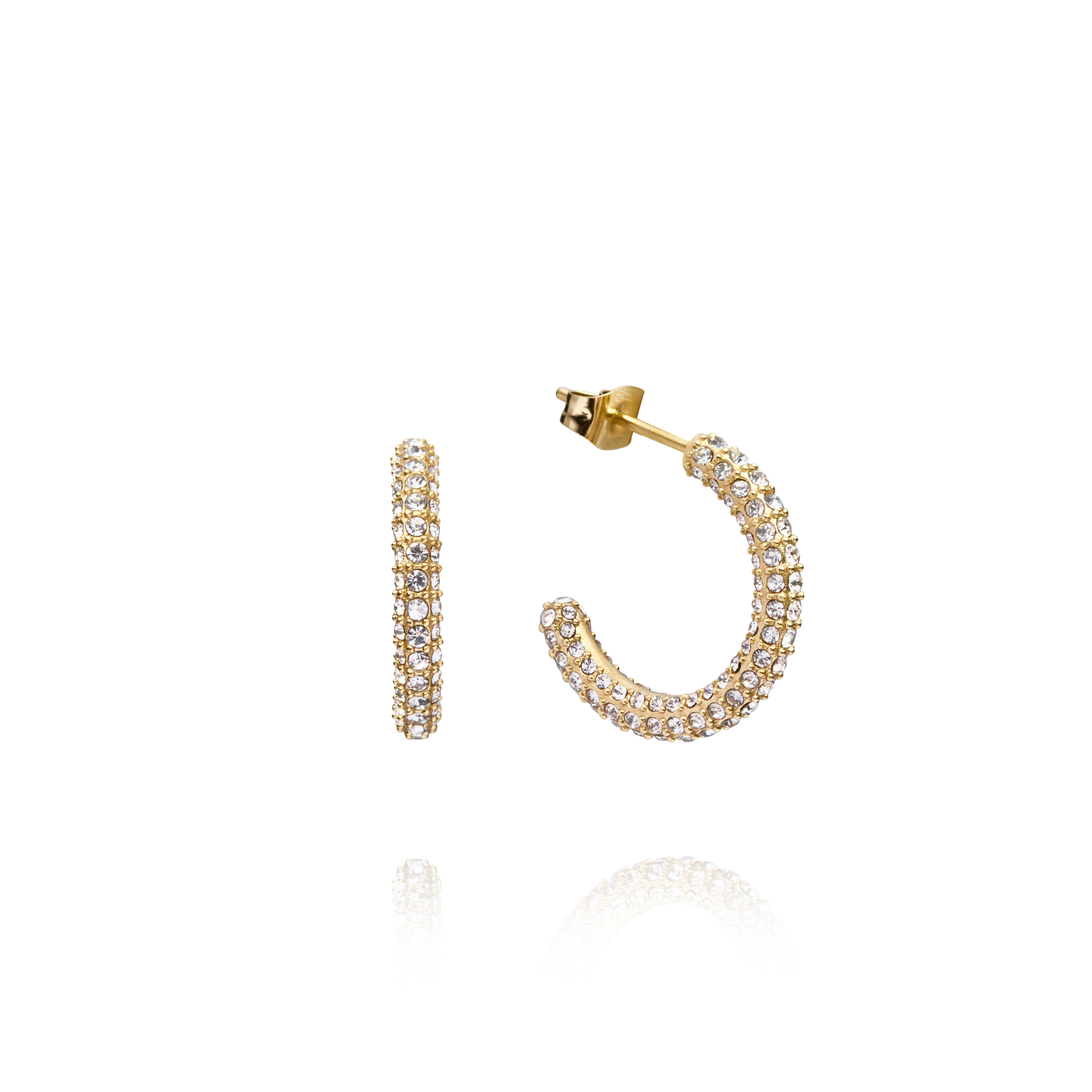 Pavé eternal large gold earrings