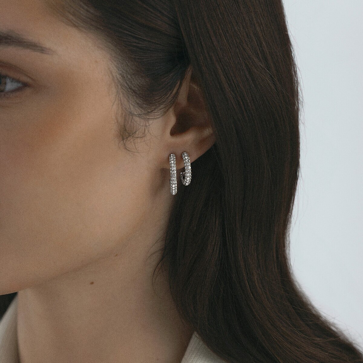 Pavé eternal large silver earrings