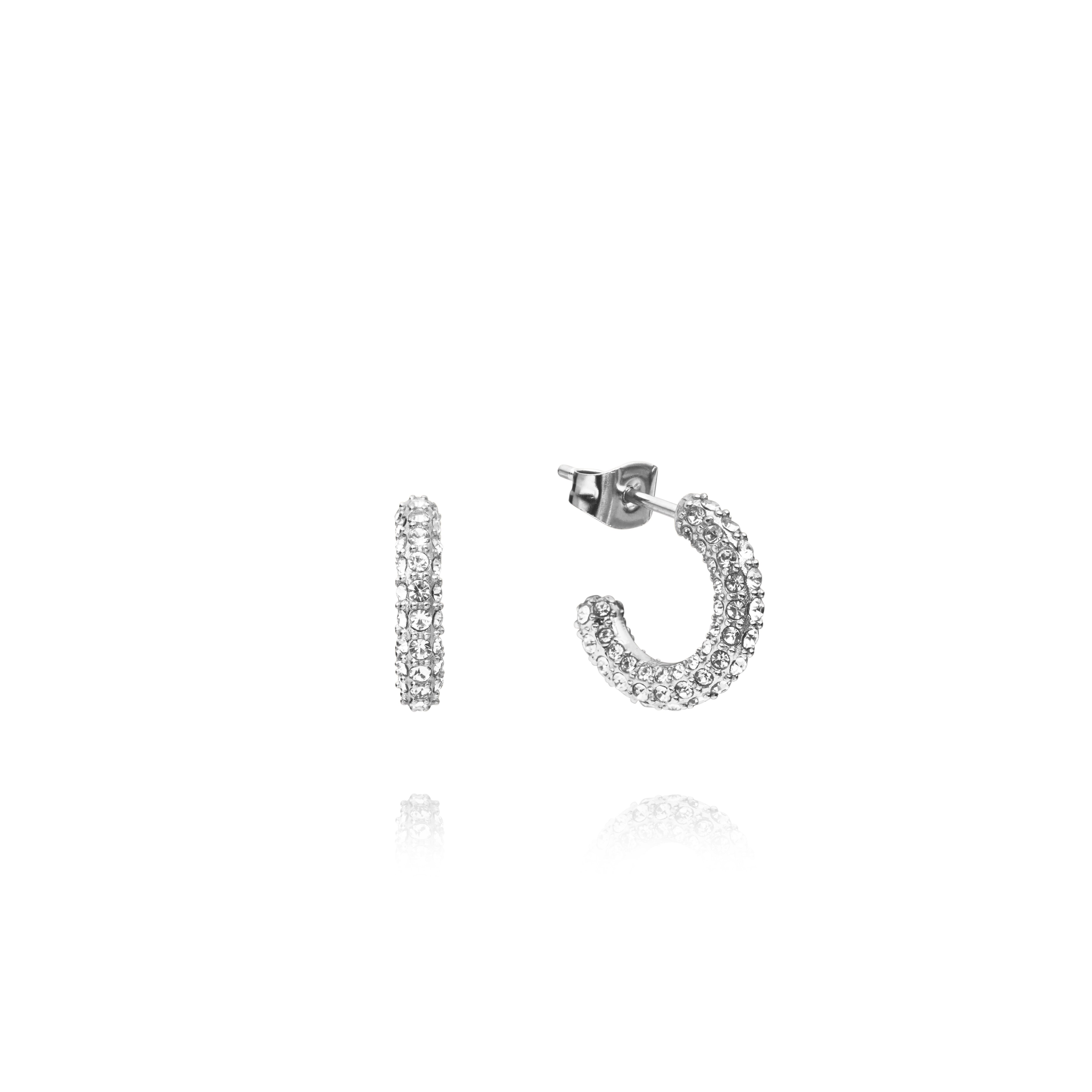 Pavé eternal small silver earrings
