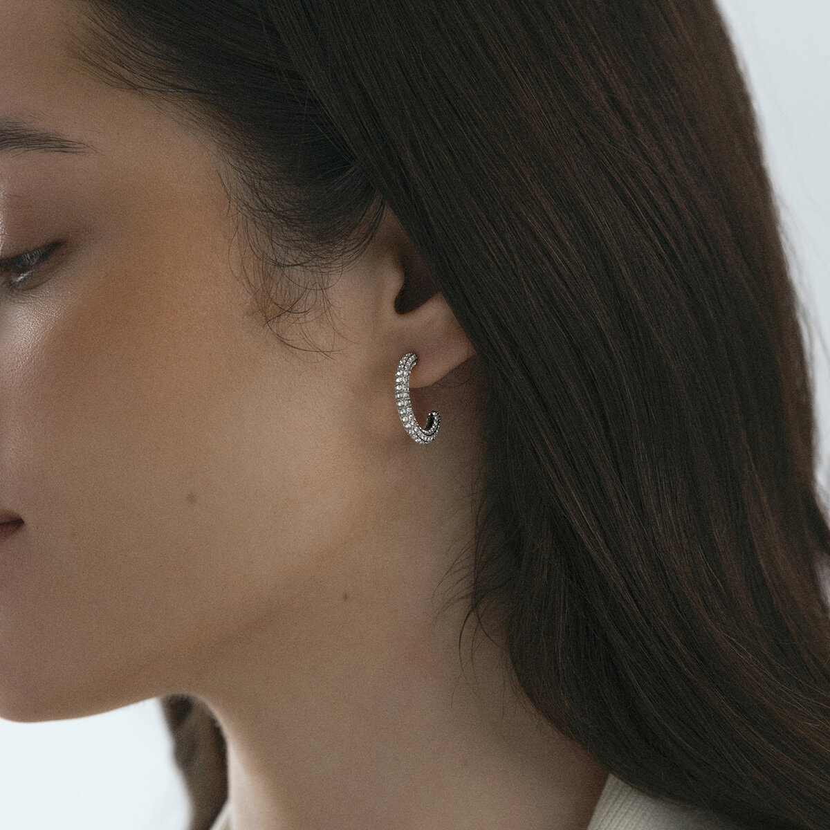 Pavé eternal large silver earrings