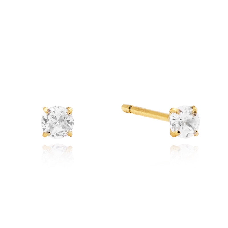 Jolie Gold Small Stud - White