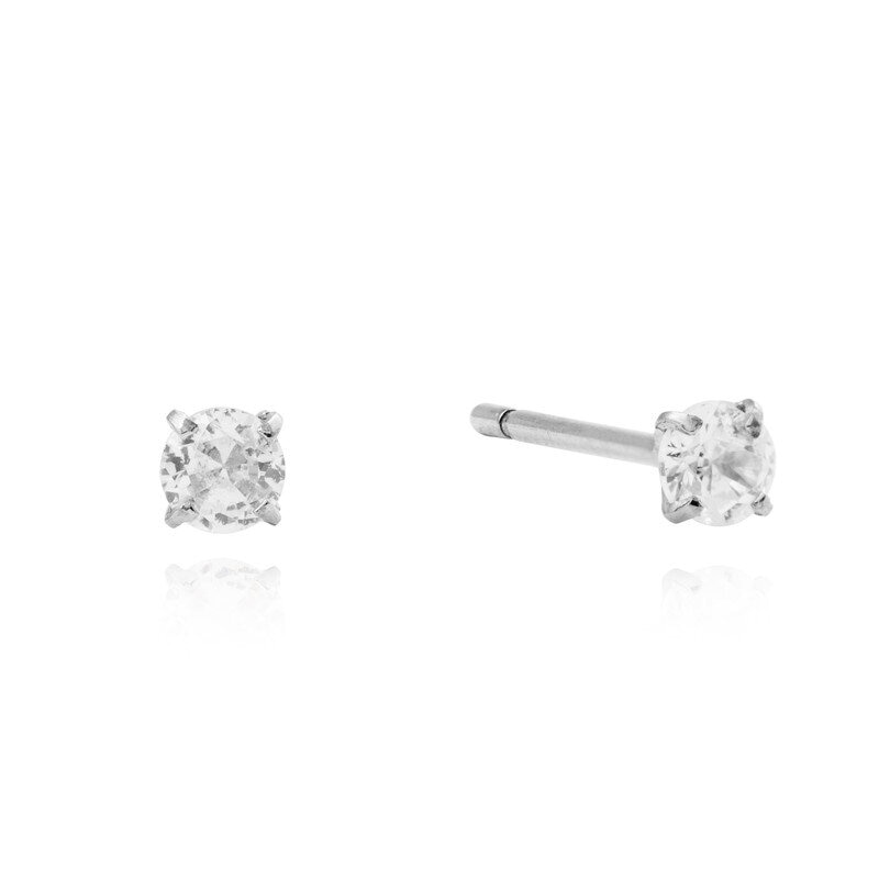 Jolie Silver Small Stud - White