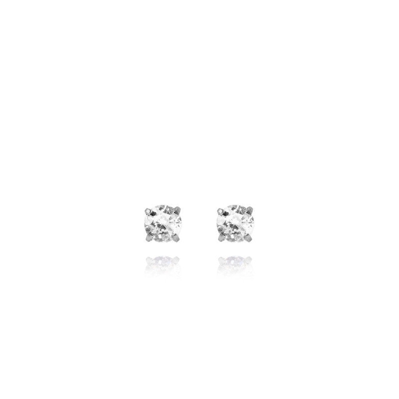 Jolie Silver Small Stud - White