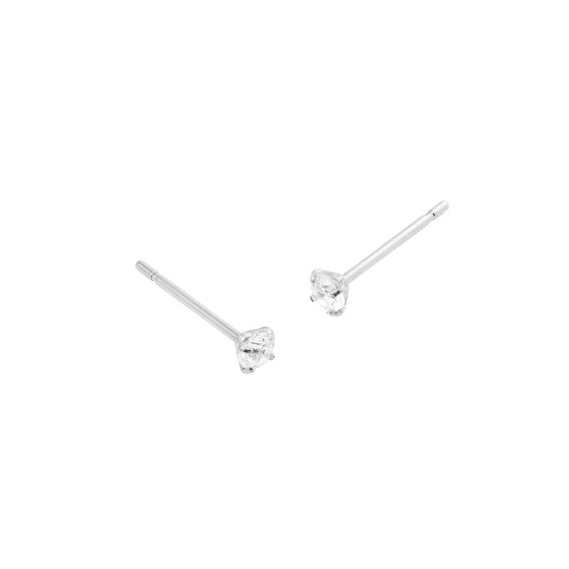 Jolie Silver Small Stud - White