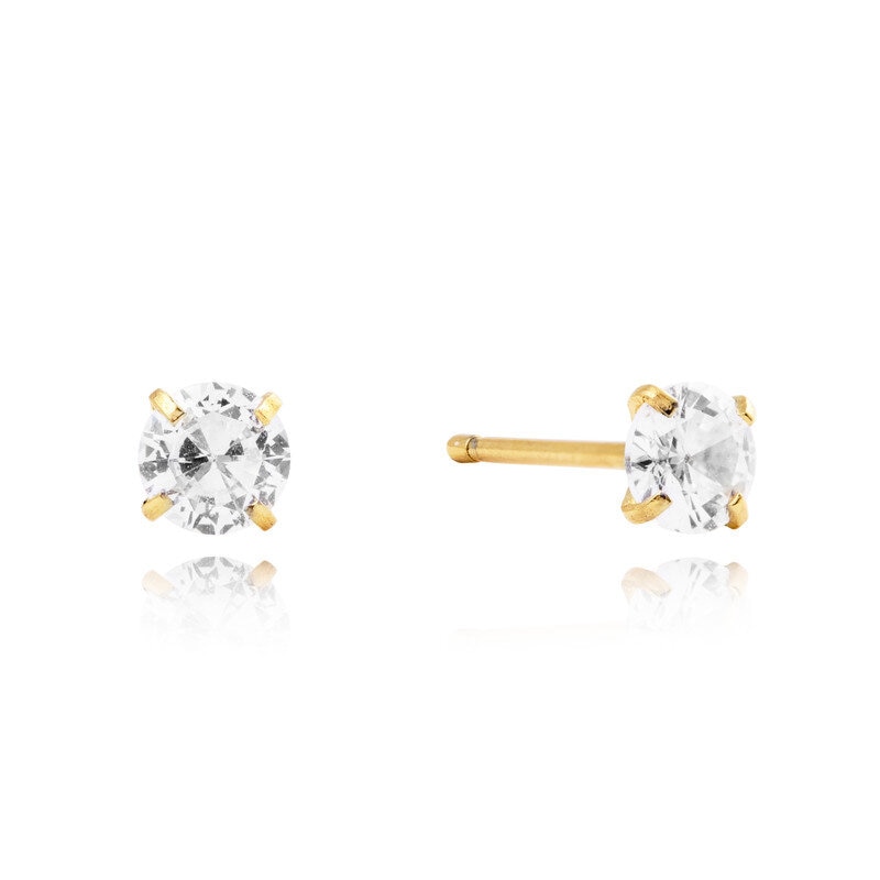 Jolie Gold Medium Stud - White