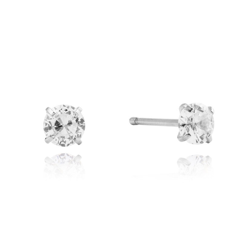 Jolie Silver Medium Stud - White
