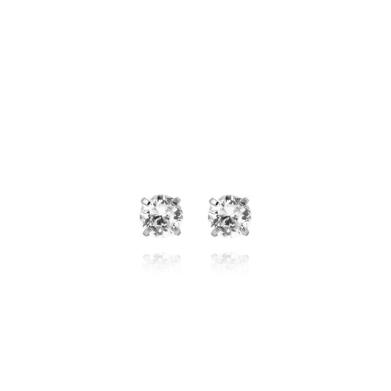 Jolie Silver Medium Stud - White